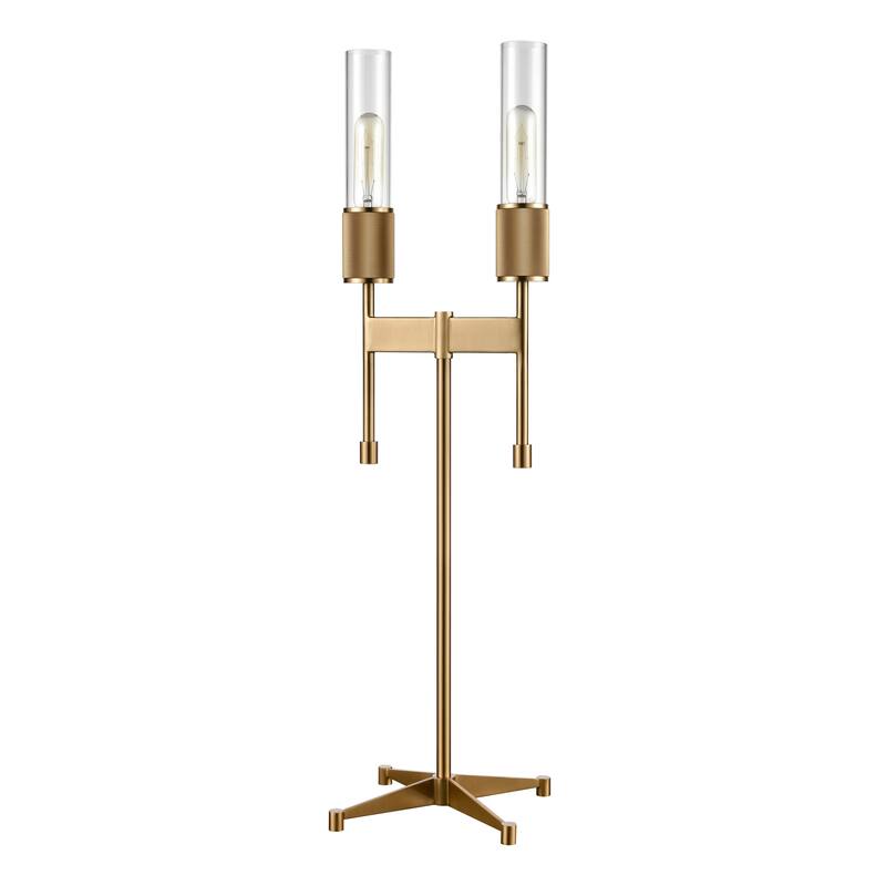 Elk Home Beaconsfield Aged Brass With Clear Tube 2 Light Table Lamp