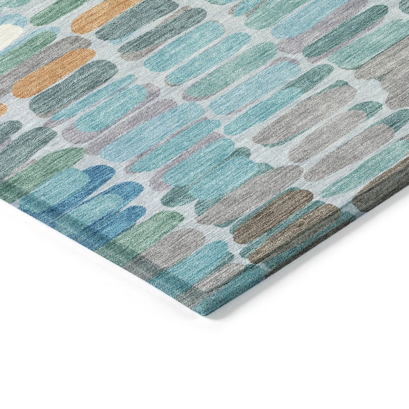 Machine Washable Indoor/ Outdoor Modern Caps Chantille Rug