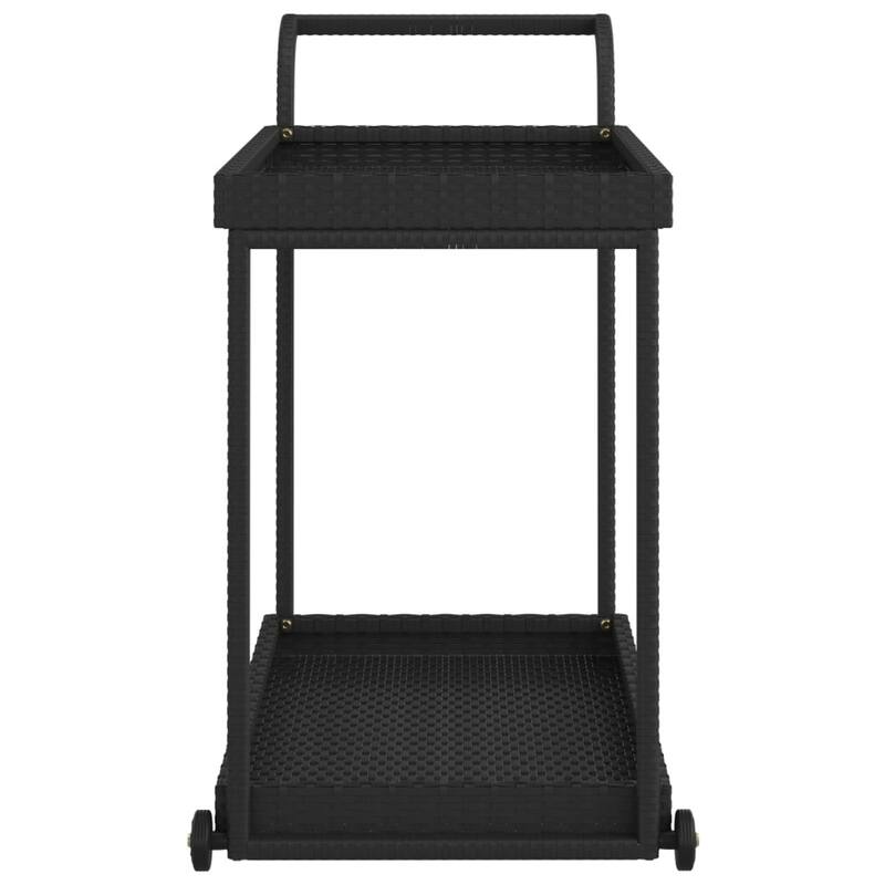 vidaXL Outdoor Bar Cart 2-Tier Serving Cart Rolling Utility Cart PE Rattan - 39.4" x 17.7" x 32.7"