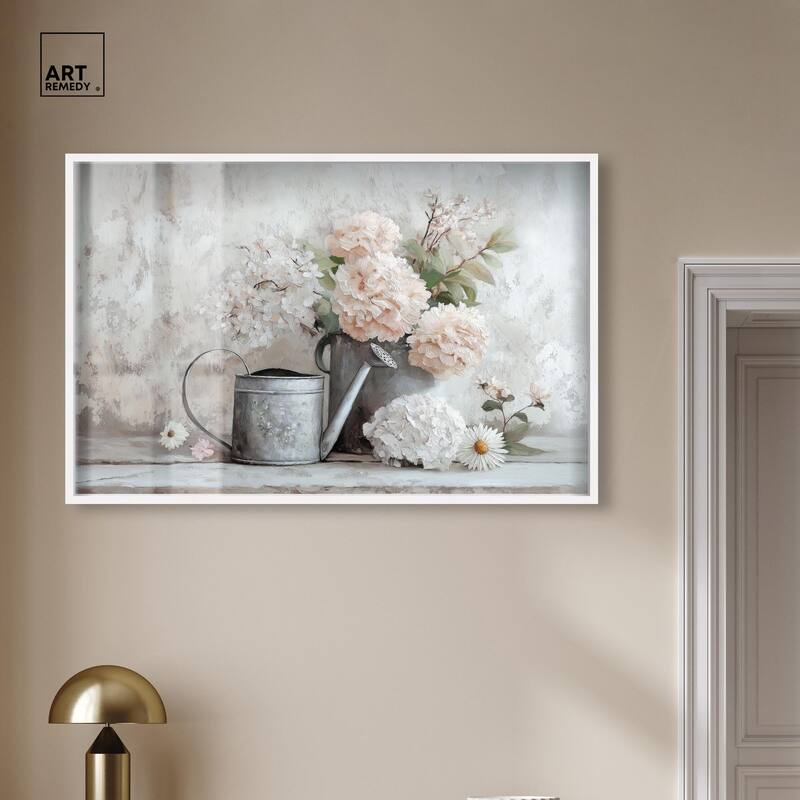 Can and White Blooms Shadowbox by Art Remedy