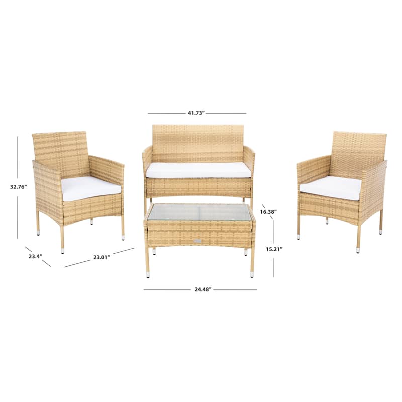 SAFAVIEH Outdoor Amiyah 4-Piece Conversation Patio Set - 42W x 33D x 23H