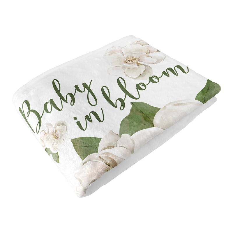 Sweet Jojo Designs Sage Green Boho Flower Ivory Floral Collection Girl Baby Monthly Milestone Blanket Bohemian Garden Magnolia