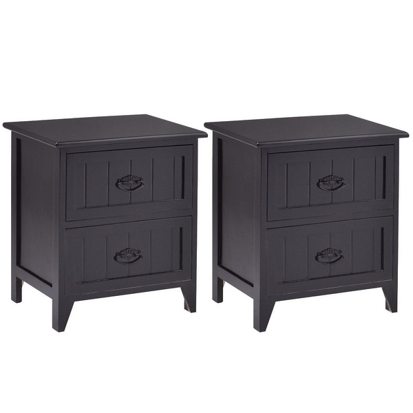 Gymax 2 Pcs Drawers Nightstands Storage Wood End Table Side Gymax 2 Pcs Drawers Nightstands Storage Wood End Table Side Bedside Black