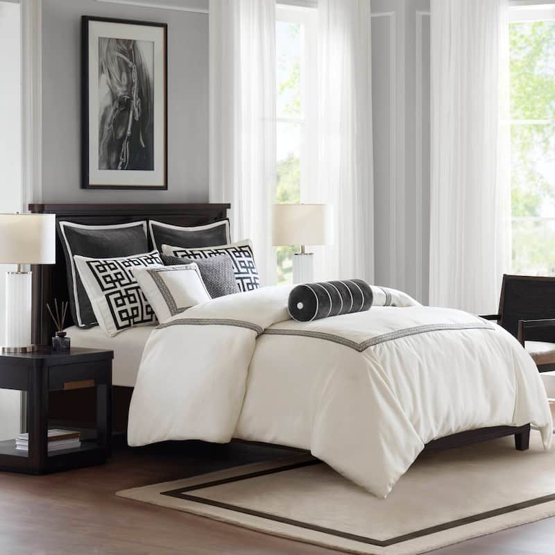 Madison Park Signature Jarvis Embroidery Oversized Duvet Style Comforter Set