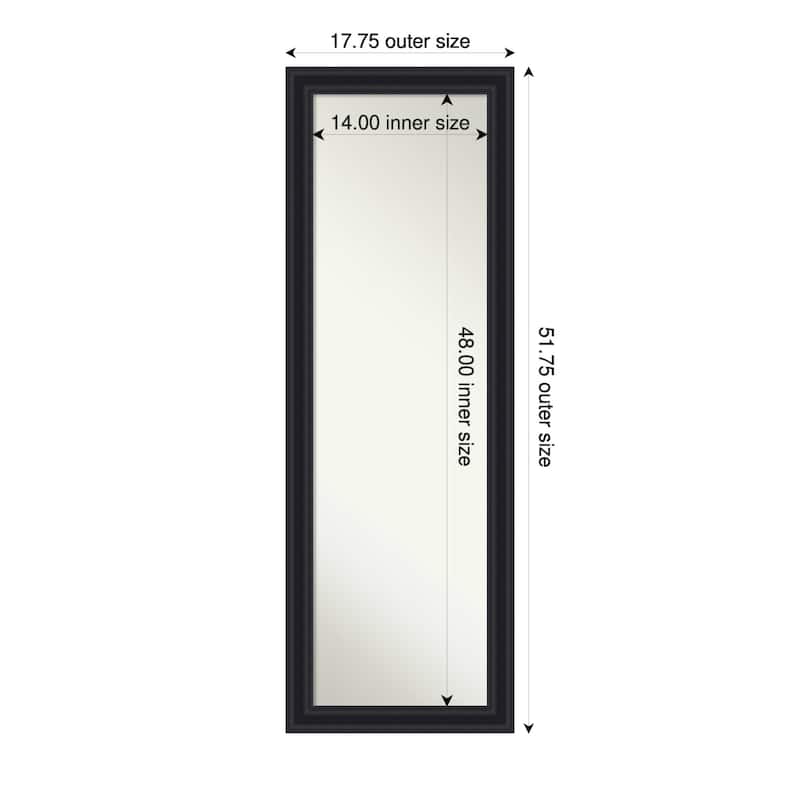 Dalat Non-Beveled Framed Full-Length On the Door Mirror - 18 x 52 in - Dalat Black