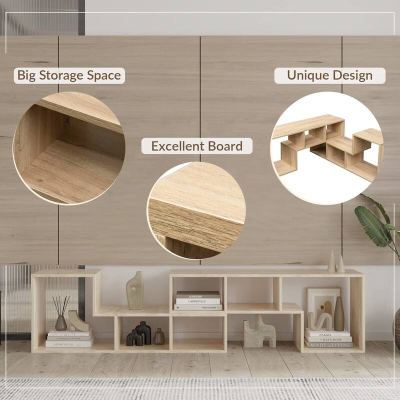 Grondin 2-Piece L Shaped TV Stand, Multi-Functional Free Combination Media Console Bookshelf for Living Room Bedroom
