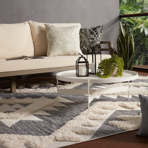 Zayne Indoor Outdoor Geometric Gray Cream Area Rug On Sale Overstock 26481519