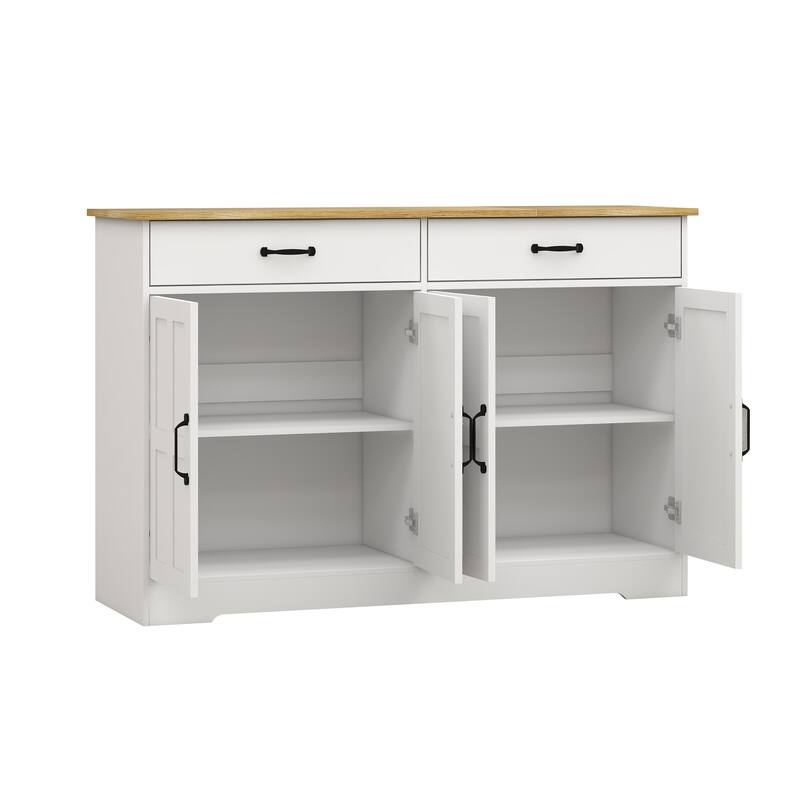 Sideboard with 2 Drawers & 4 Doors, Large Capacity Kitchen Buffet Cabinet, Entryway Table with 2 Storage Shelves