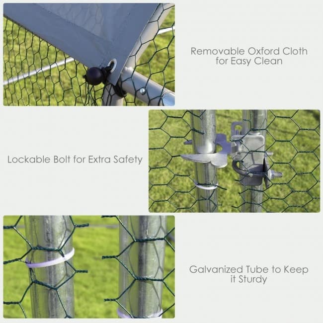 9.5' x 6.5' Large Walk In Chicken Run Cage - Grey