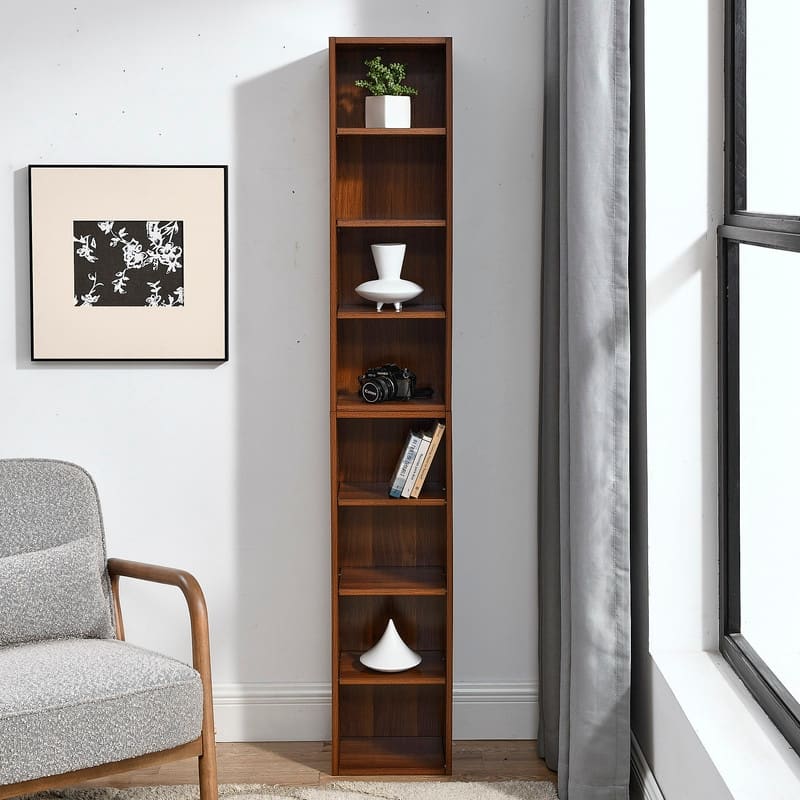 8-Tier Multi-Functional Media Tower & Bookcase, Adjustable Storage Cabinet for Home Office