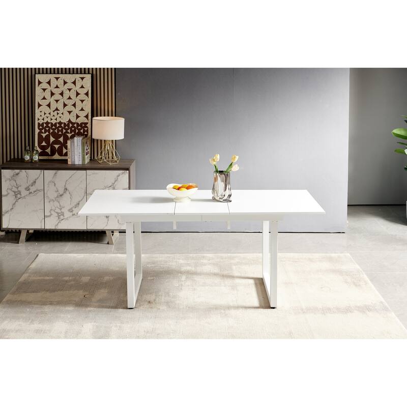 Square Extendable Dining Table with metal leg
