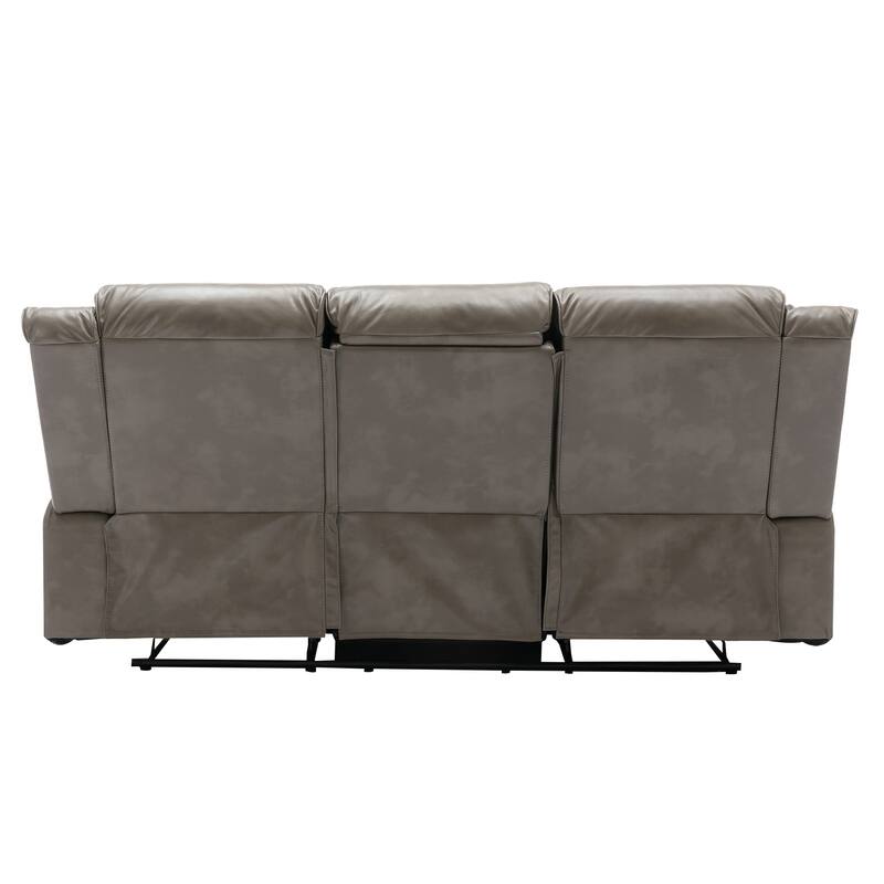 3 Seater Home Theater Recliner Manual Recliner Chair with a LED Light Strip Two Built-in Cup Holders