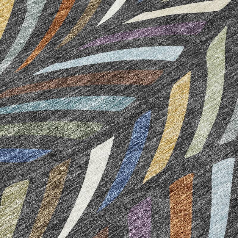 Machine Washable Indoor/ Outdoor Modern Feather Chantille Rug