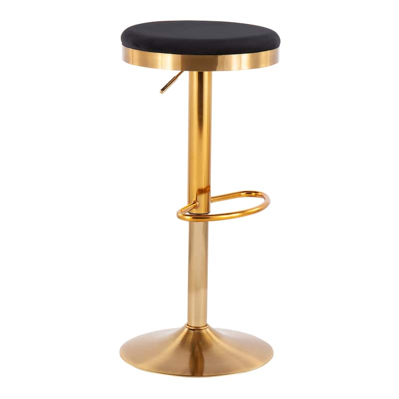 Lumisource Dakota Barstool in Gold Steel and White Leather - Set of 2 - 15"Lx15"Wx23-31.75"H