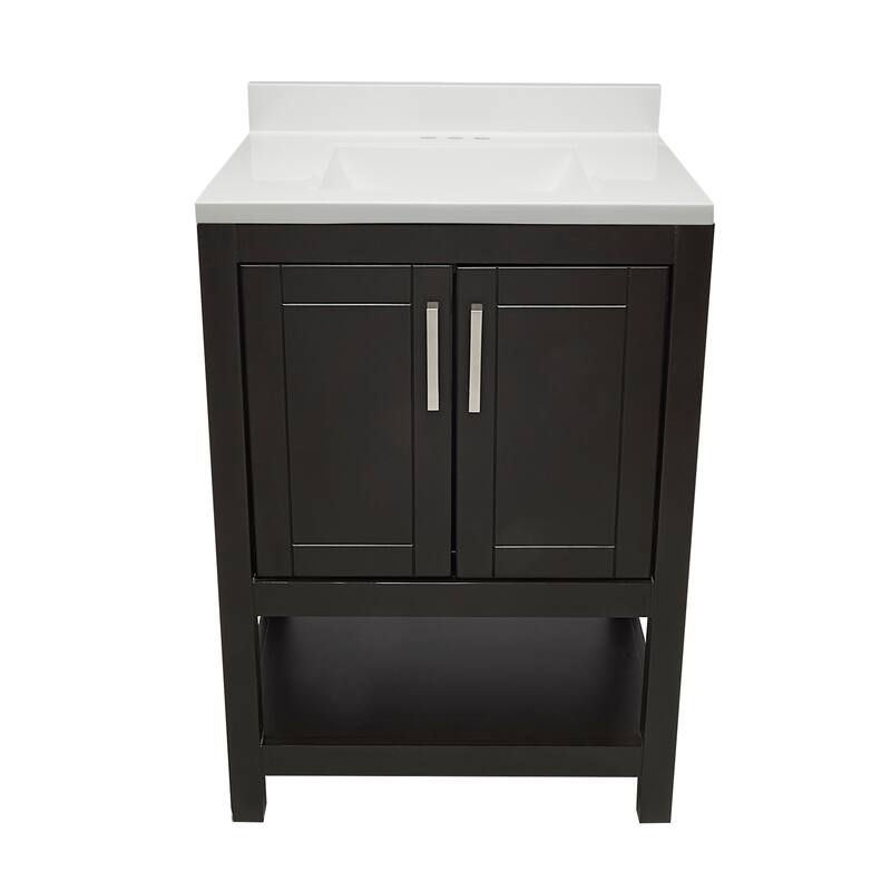 Taos 25" Bathroom Vanity with Cultured Marble Vanity Top Sink in White with White Basin