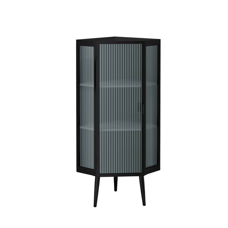 Triangular corner design bathroom cabinet - 43.3"x22.25"x16.54" - Black