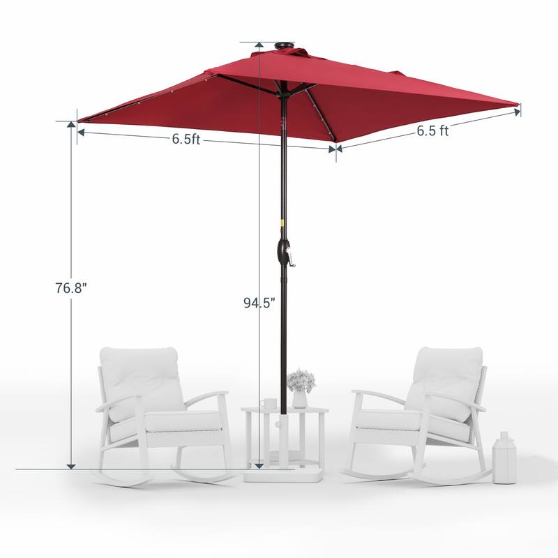 LIVOOSUN 6.5×6.5FT LED Square Patio Umbrella with UPF50+, Tilt Function, and Wind-Resistant Design——Experience Outdoor Comfort