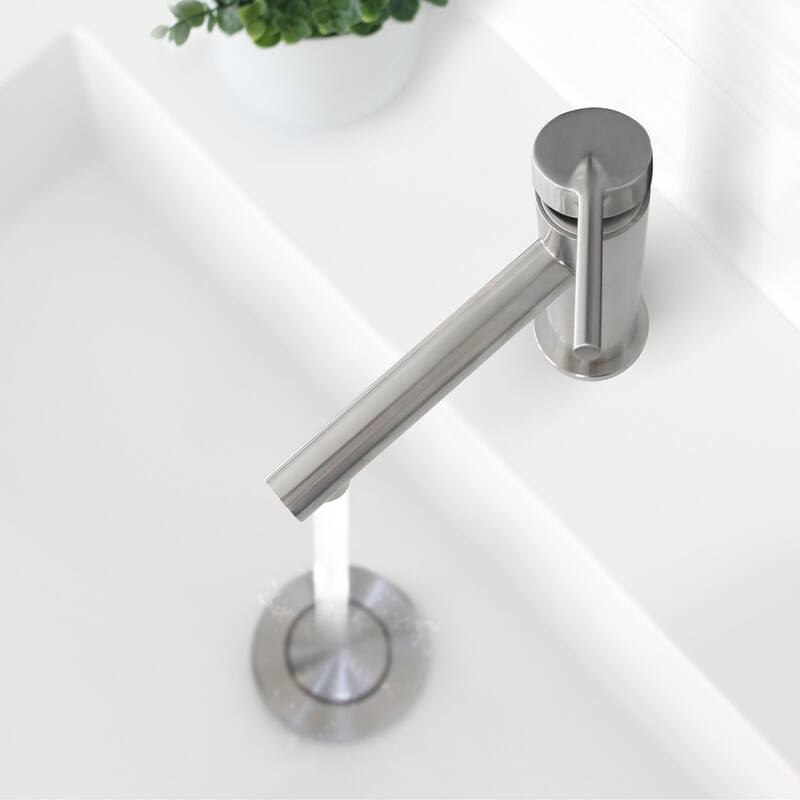 STYLISH Single Handle Modern Bathroom Basin Sink Faucet in Stainless Steel - Faucet Height: 6 3/8" Spout Height: 3 7/8"