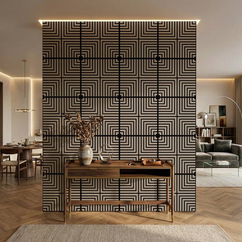 23.6" x 23.6" Wood Geometric Acoustic Wall Panels for Ceiling and Wall Decor, 4-Pack (15 sq ft)