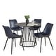 preview thumbnail 2 of 4, Porch & Den Canary-Kantsjo Black 5-Piece Dining Set Blue Faux Leather