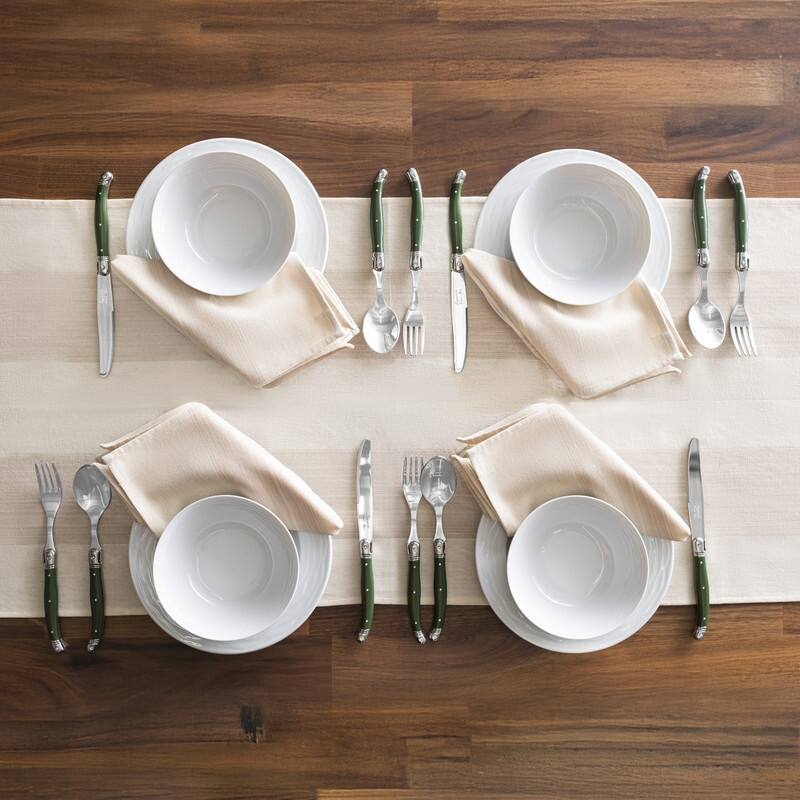 French Home 18" x 57" Cream and Tan Striped Runner - 18" x 57"