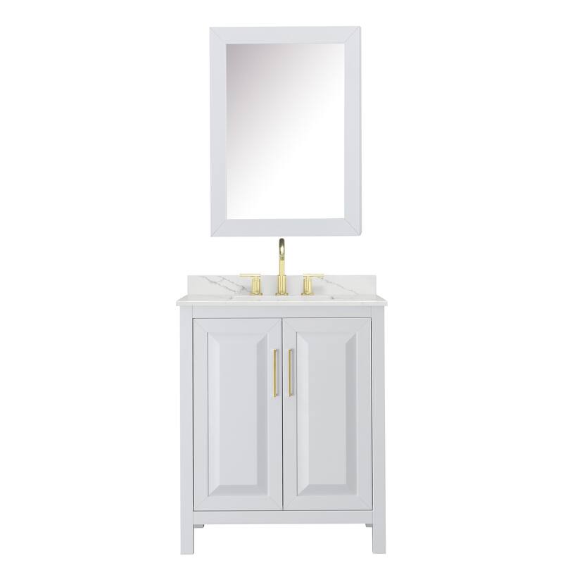 Daria 30-inch Single Vanity, 3 Hole Quartz Top, Med Cabinet