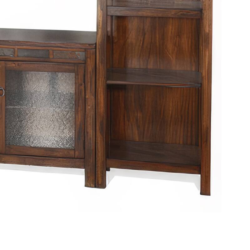 Odell TV Media Wall Entertainment Console with Shelves, Brown 108 Inch