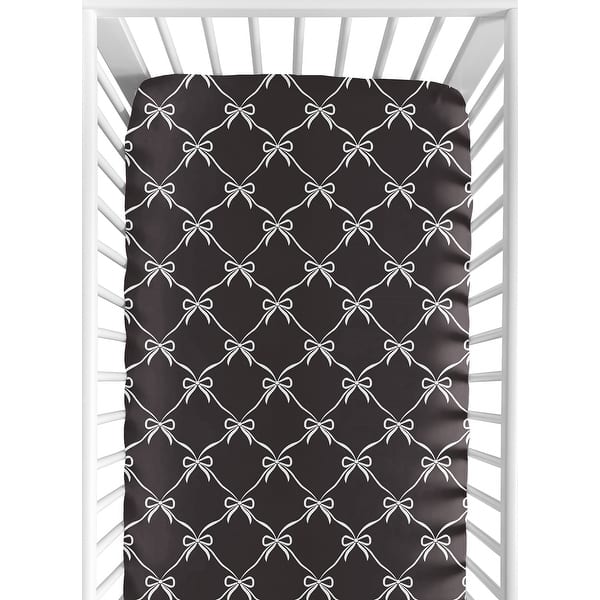 slide 2 of 6, Sweet Jojo Designs White and Black Bows Girls Fitted Crib Sheet - Bow for the Shabby Chic, Ballet, Princess Ballerina Collection