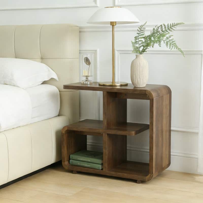25.59'' Wooden End Table, Side Table, Nightstand With Open Shelves