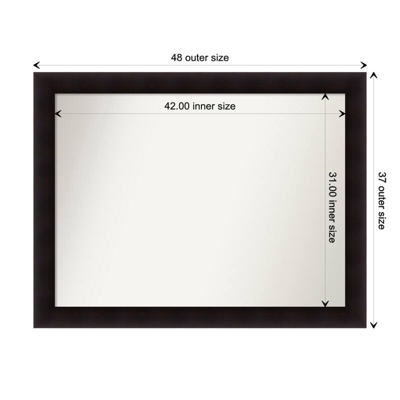 Portico Espresso Framed Non-Beveled Custom Wall Mirror, Bathroom Vanity Mirror - Outer Size: 47.75 x 36.75