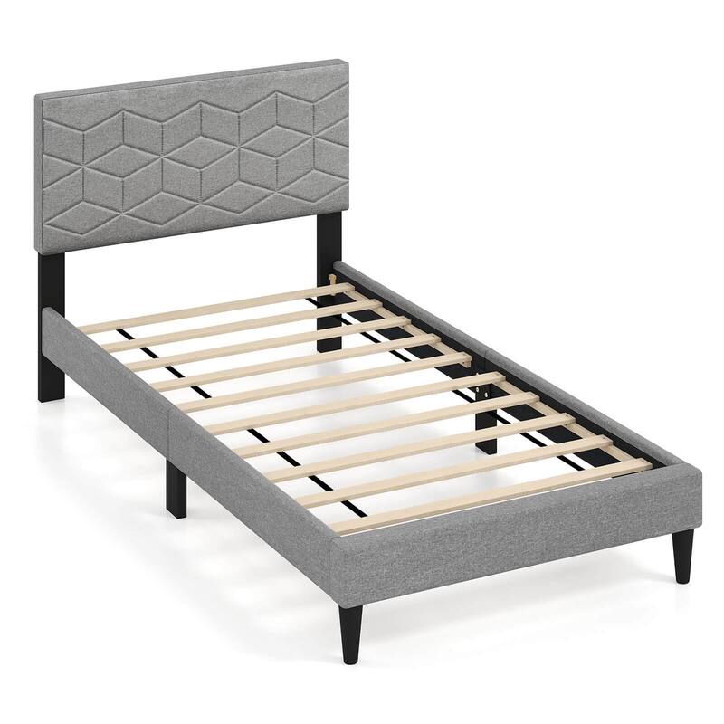 Costway Twin/Full/Queen Size Bed Frame with Linen Fabric Upholstered