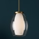 preview thumbnail 3 of 4, 13" W x 18" H 1-Light Pendant in Aged Brass with Layered White and Clear Glass - 13"W x 18"H