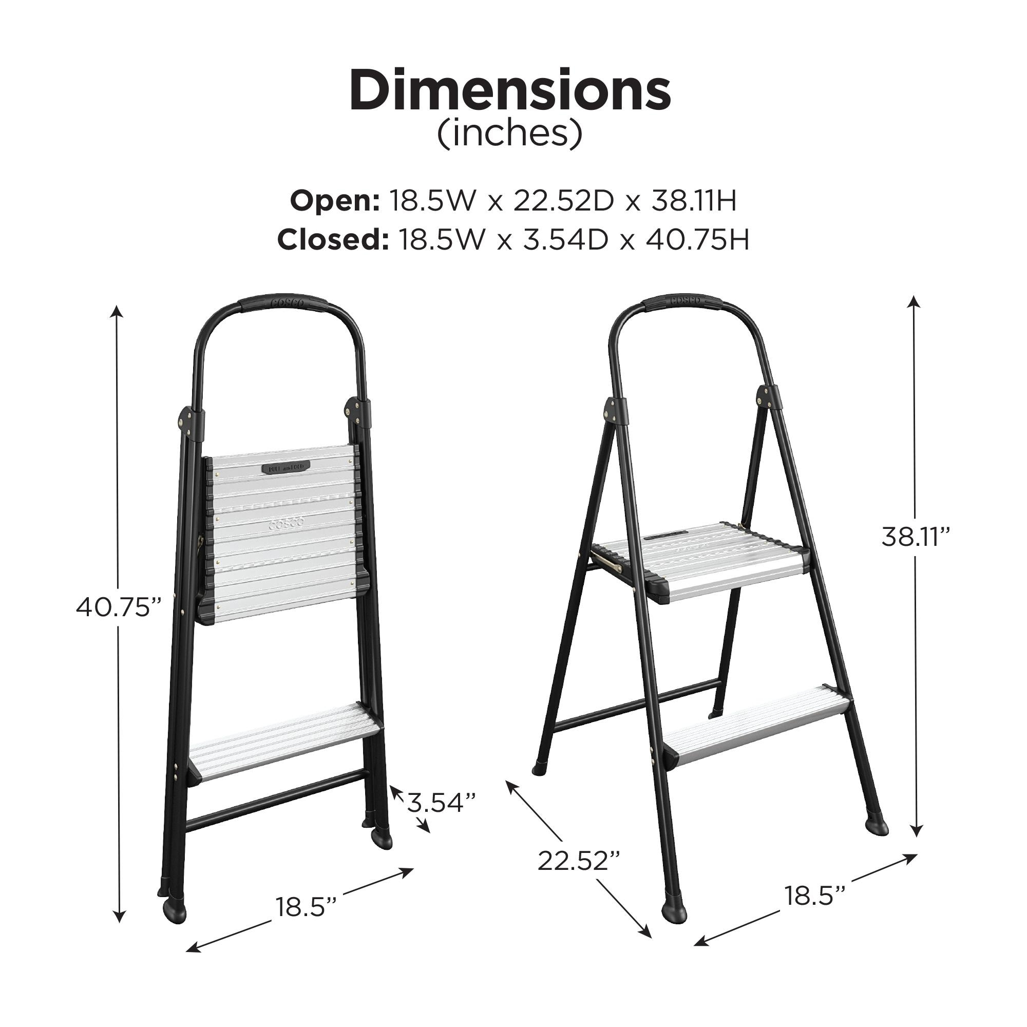 Cosco two step folding step stool with foam handle outlet