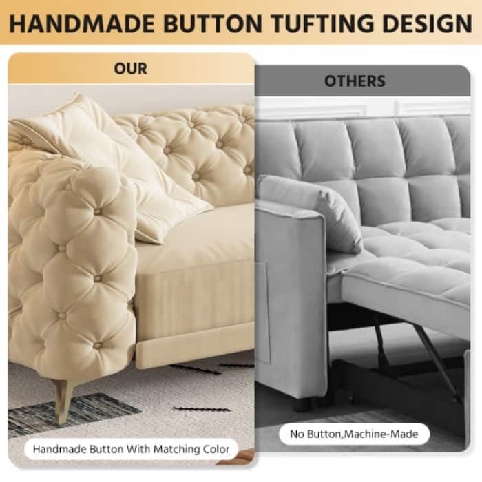 97.7" 3-in-1 Convertible Sleeper Sofa, Pull Out Sofa Bed with Ottoman, 4-Seater for Small Spaces & Apartments