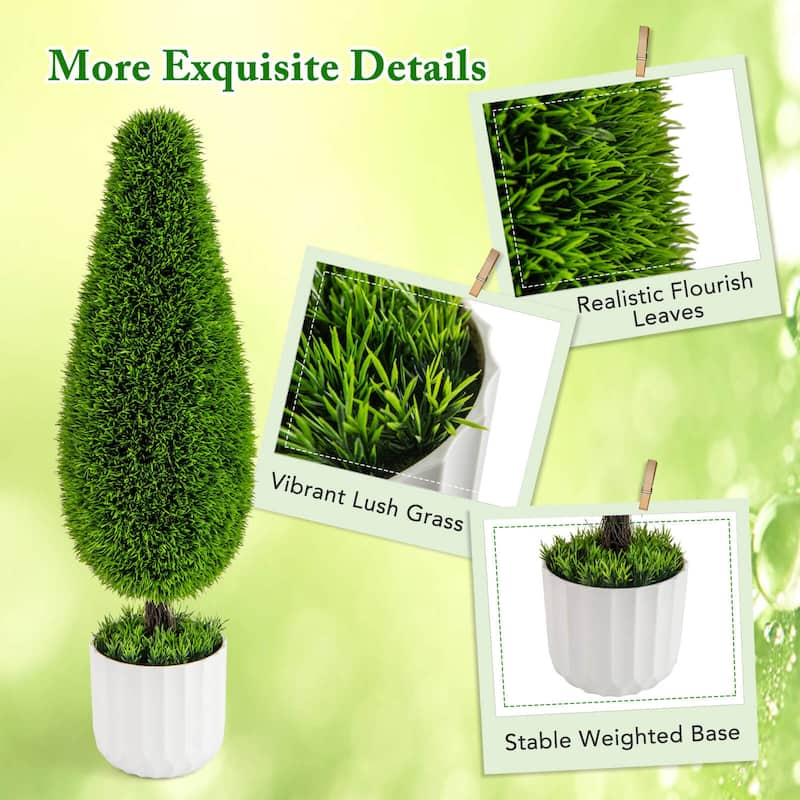 Costway 2 Pack Artificial Cedar Plant 3 FT Potted Teardrop Shaped Bush - See Details