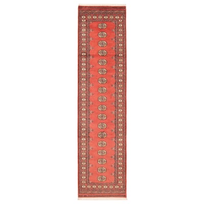ECARPETGALLERY Hand-knotted Peshawar Bokhara Coral Wool Rug - 2'7 x 10'6