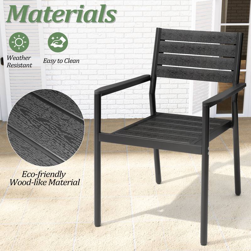 Pellebant 7/9PC Outdoor Rectangle Aluminum Dining Table with Stackable Chairs