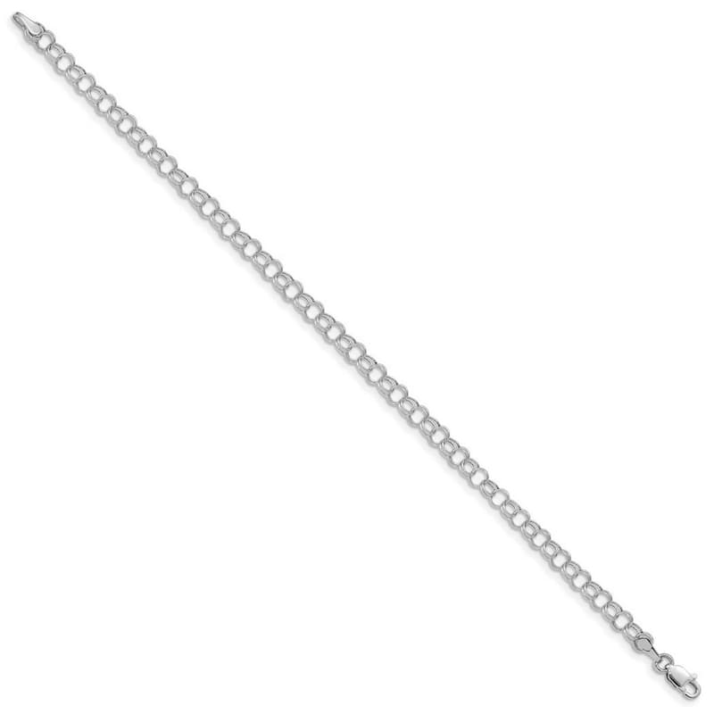Curata 10k White Gold 4mm Hollow Double Link Charm Bracelet Options: 7" 8"