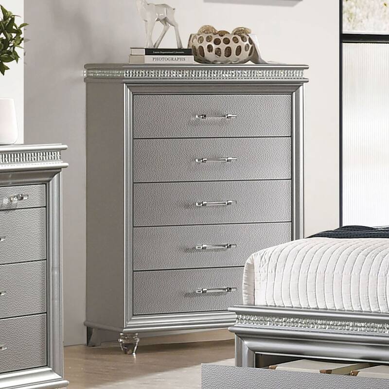 Xian Contemporary Solid Wood 5-Drawer Chest by Furniture of America