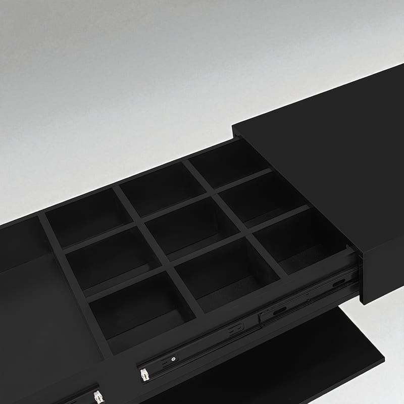 41.3"-76.7" Extendable Coffee Table with Hidden Storage, High Gloss Finish, Multiple Compartments & 16-Color LED Lights