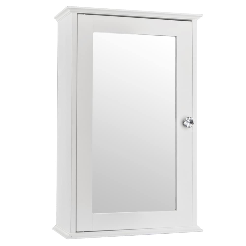 1/2 Door Modern Wood Bathroom Storage Wall Cabinet w/ Mirror