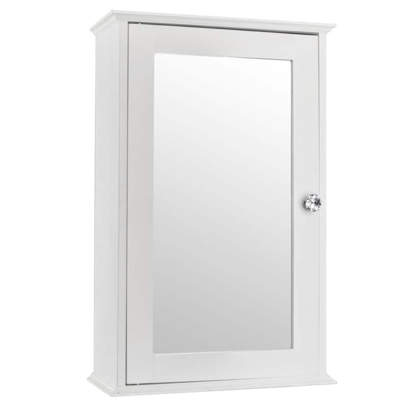 1/2-Door Modern Wood Bathroom Storage Wall Cabinet w/ Mirror - Single Door