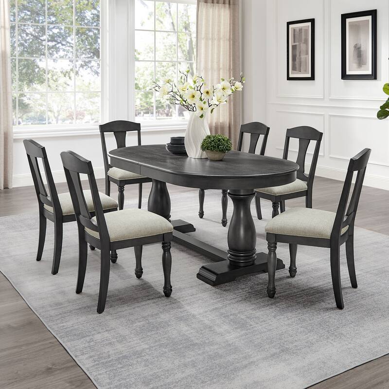 Mid Century Style Linen Upholstered Dining Chairs 2 Piece Set
