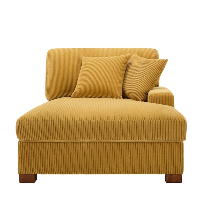 Modern Corduroy Indoor Chaise Lounge Couch with Pillows