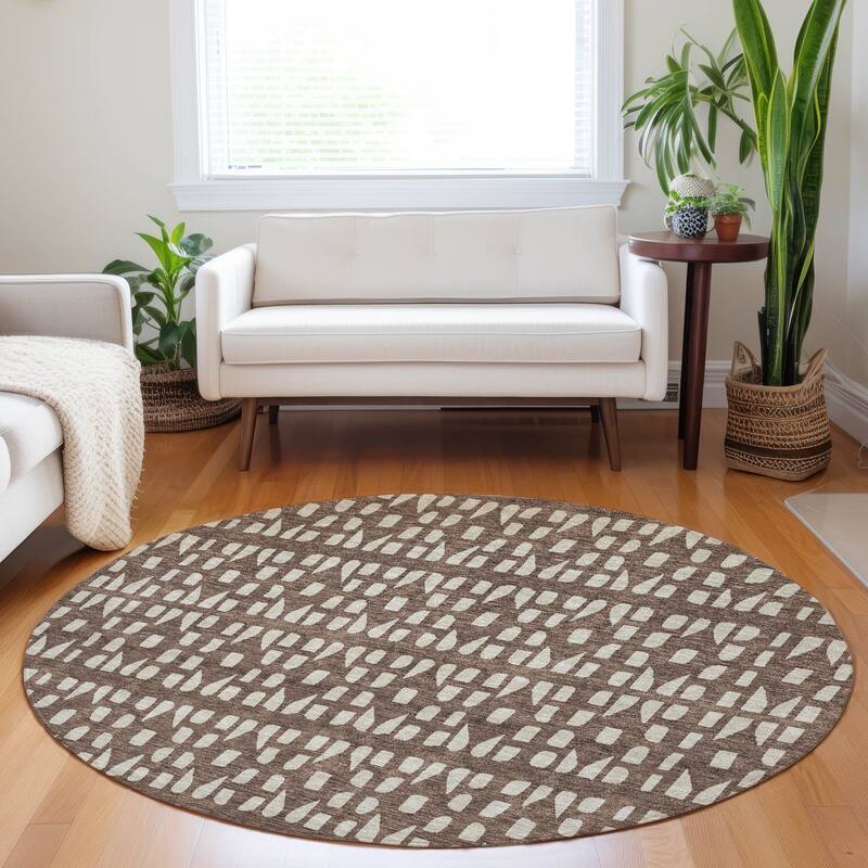 Machine Washable Indoor/ Outdoor Contemporary Imprints Chantille Rug