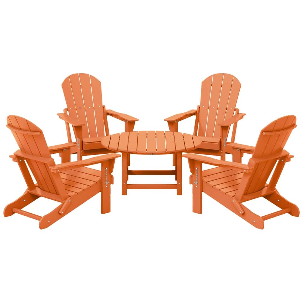 Laguna Outdoor 5-Piece Adirondack Chair With Round Coffee Table Conversation Set