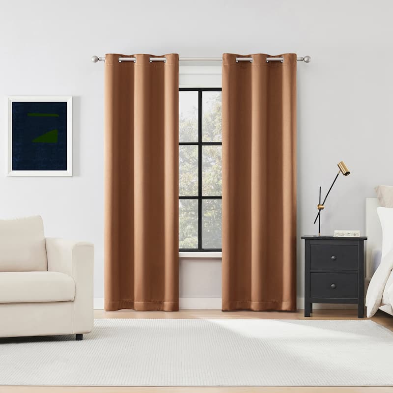 Sun Zero Sheridan Dual-Sided Magnetic Closure Total Blackout Grommet 2-Piece Curtain Panel Pair