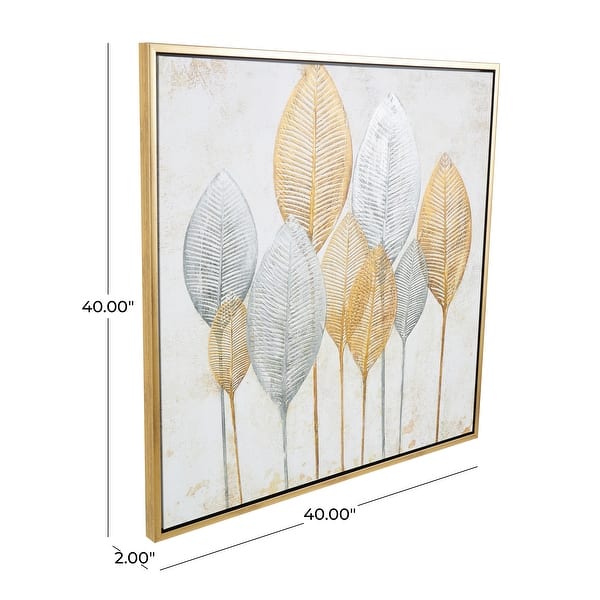 CosmoLiving by Cosmopolitan Canvas Leaf Framed Wall Art with Silver ...
