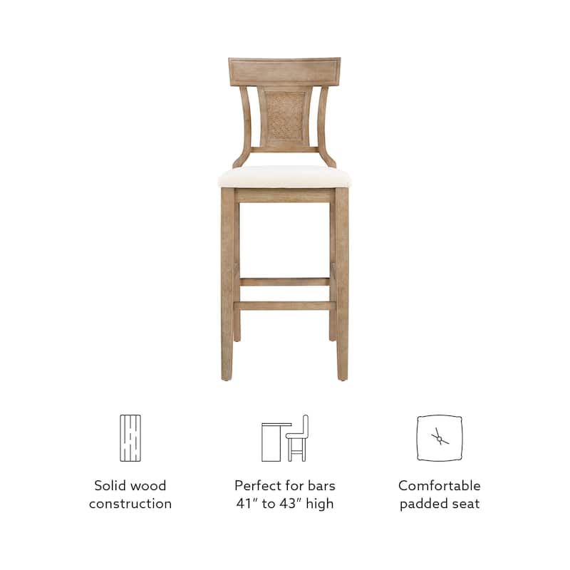 Ryder Handwoven Rattan Farmhouse Bar Stool