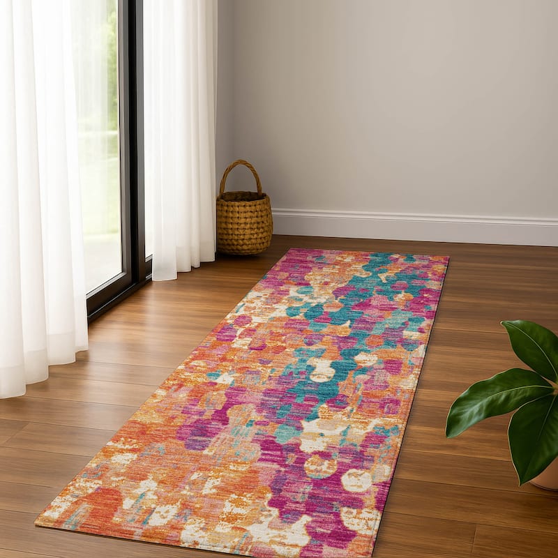 Premium Washable Super Soft Moroccan Abstract Mayfield Rug - Blush - 2'3" x 7'6"